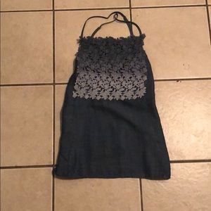 Twist back jean fade top